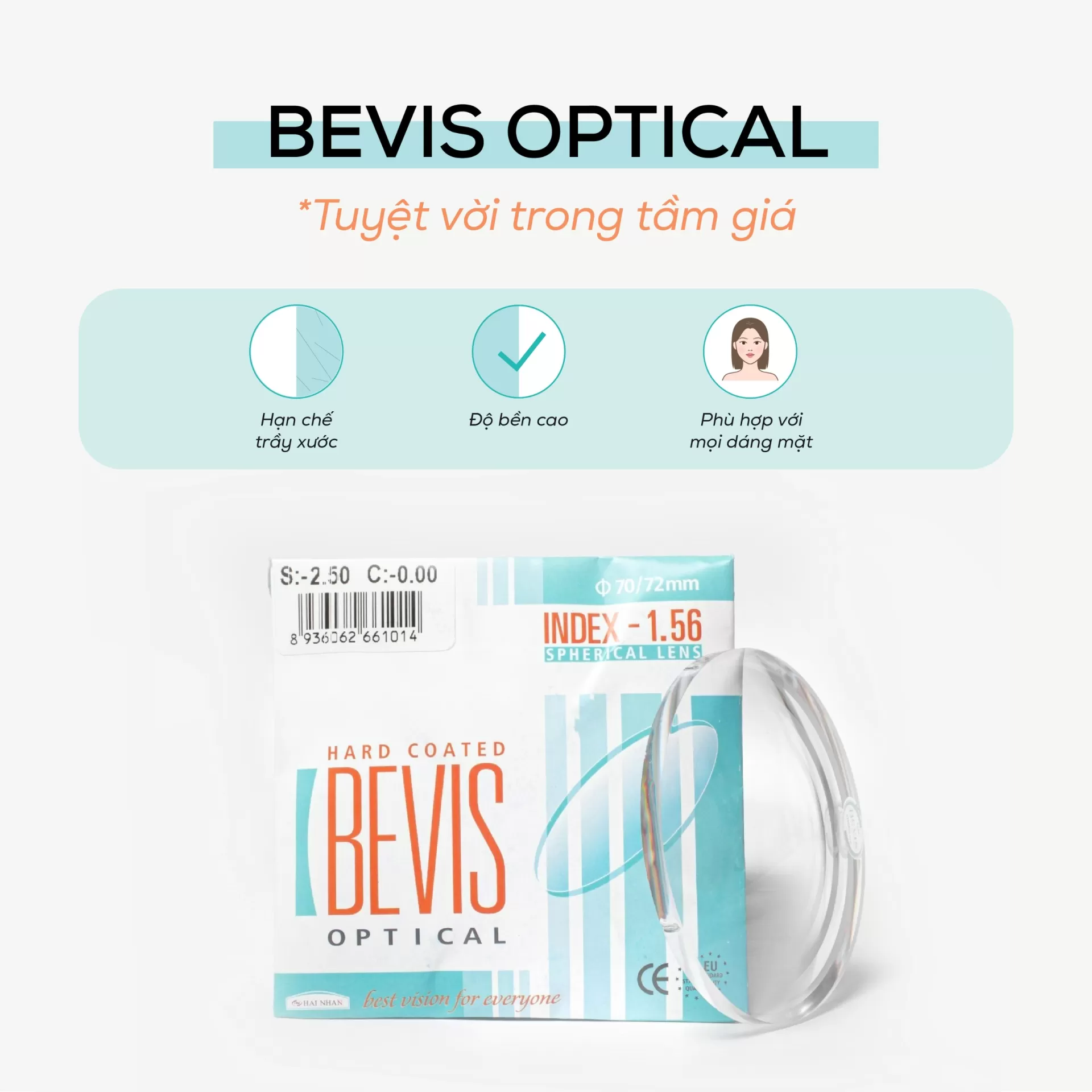 Tròng kính Bevis Optical Chiết suất 1.56