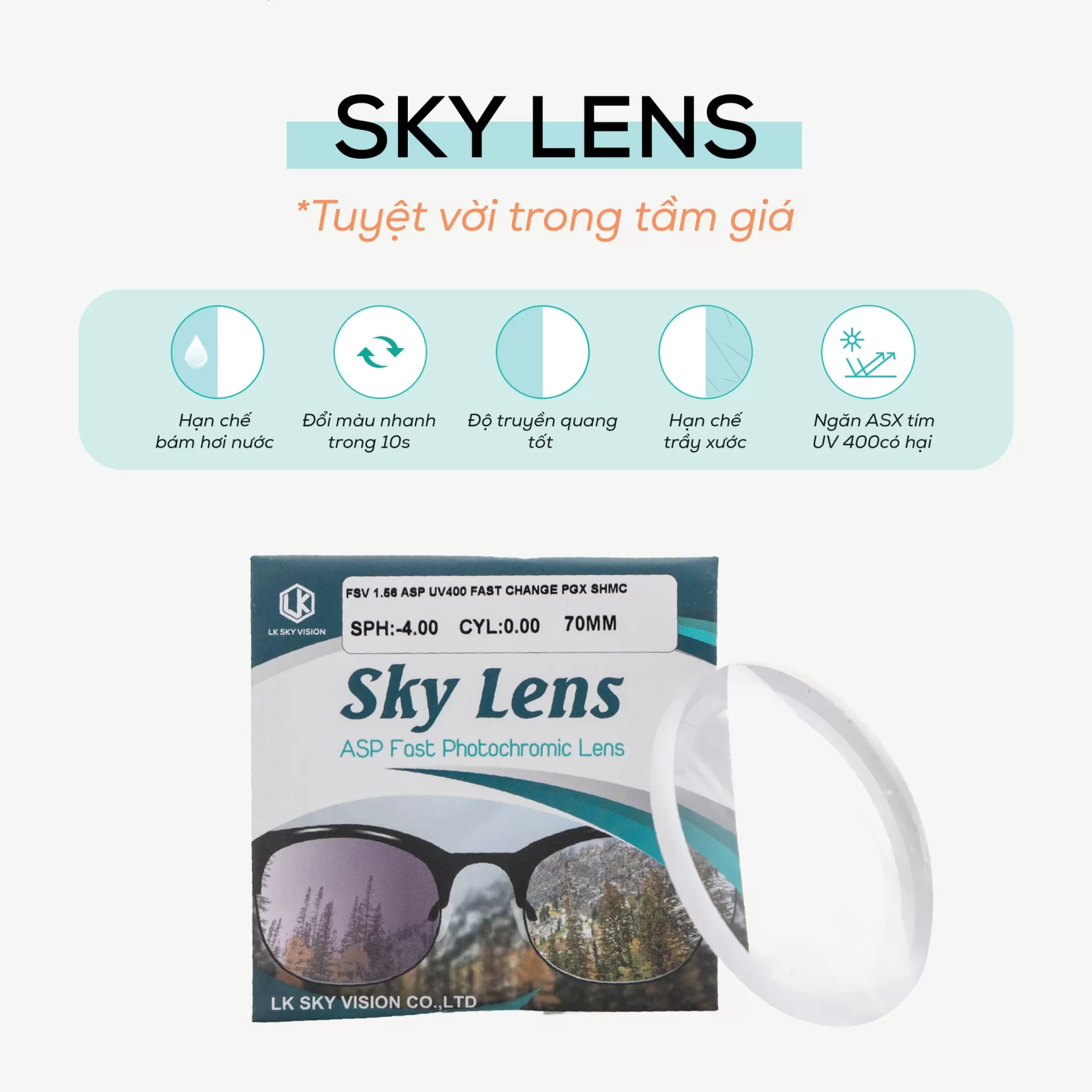 Tròng kính Sky Lens Chiết suất 1.56